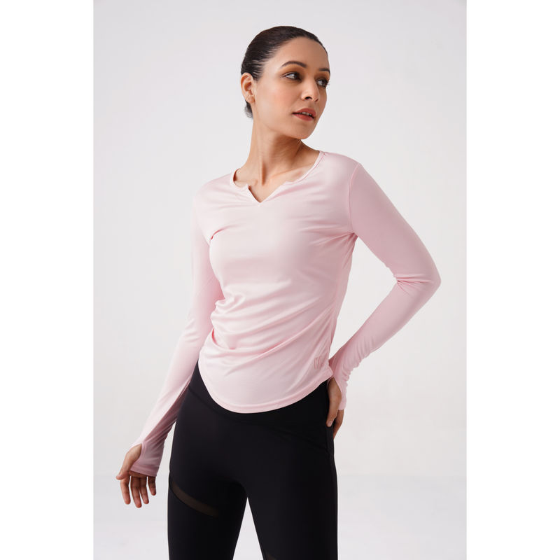 RYZ Full Sleeves Light Weight Sports Pink T-Shirt (XS)