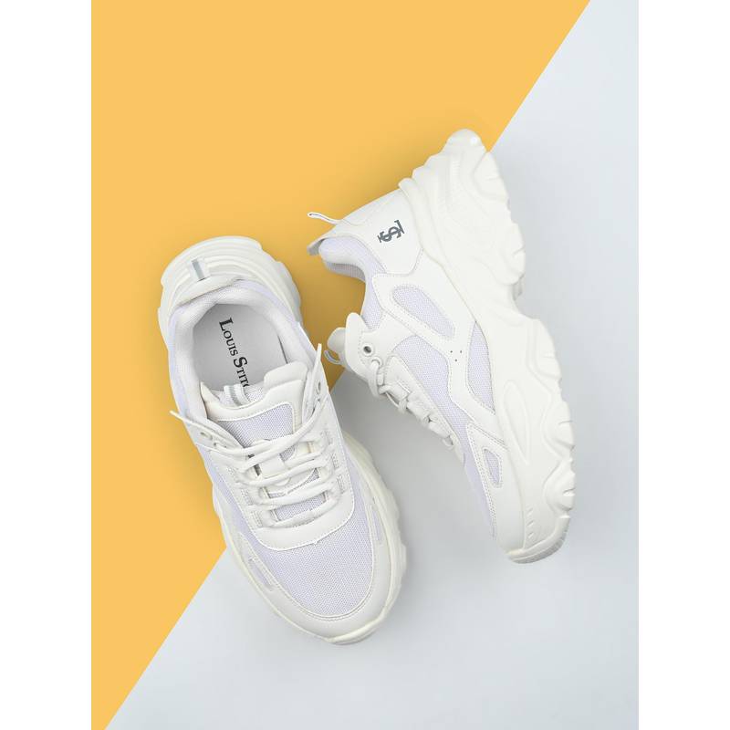Louis Stitch Women White Comfortable Lace-Up Sneakers (UK 3)