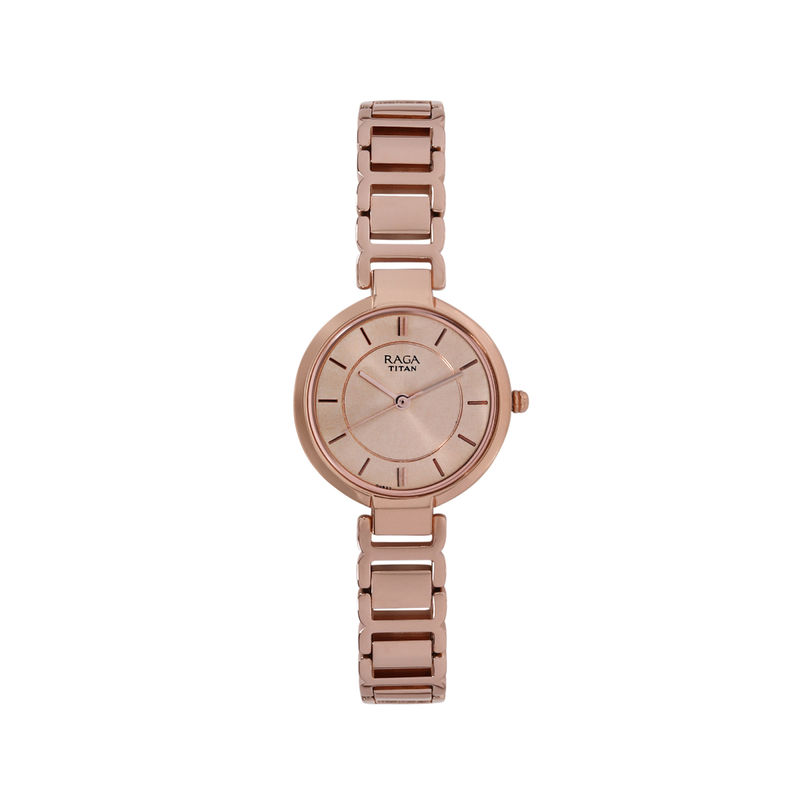 Raga viva rose gold dial metal strap watch hot sale