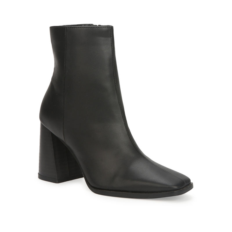 Truffle Collection Black Pu Side Zip Block Ankle Boots - UK 5