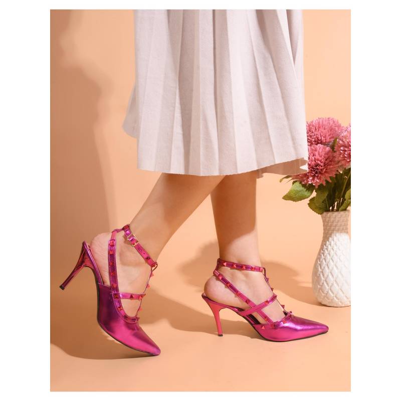 The White Pole Womens Purple Gorgeous Comfortable Ankle Strap Stiletto Heels (EURO 36)