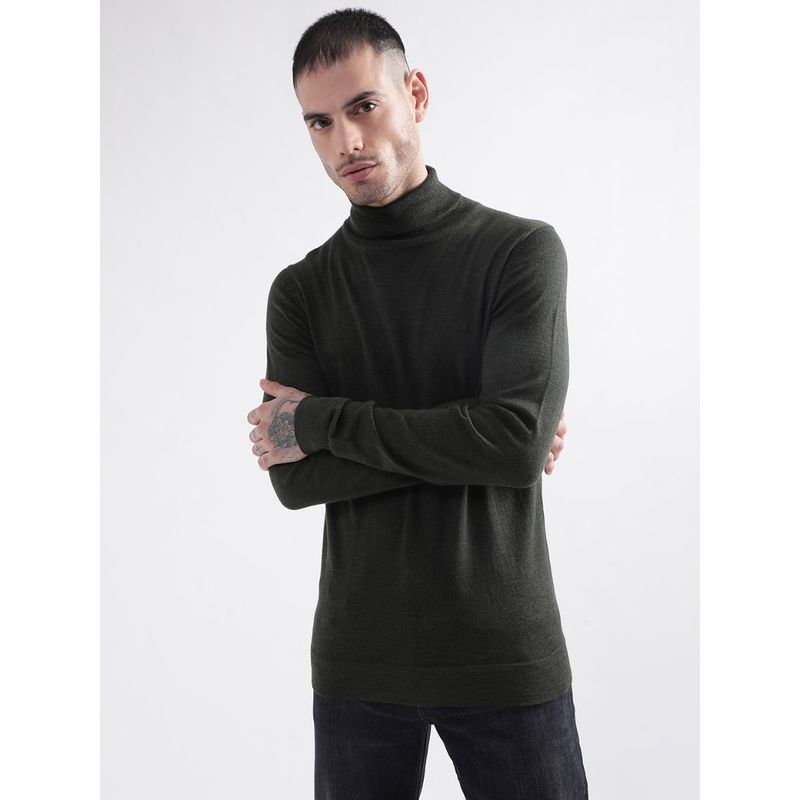 LINDBERGH Men Olive Solid Sweater (S)