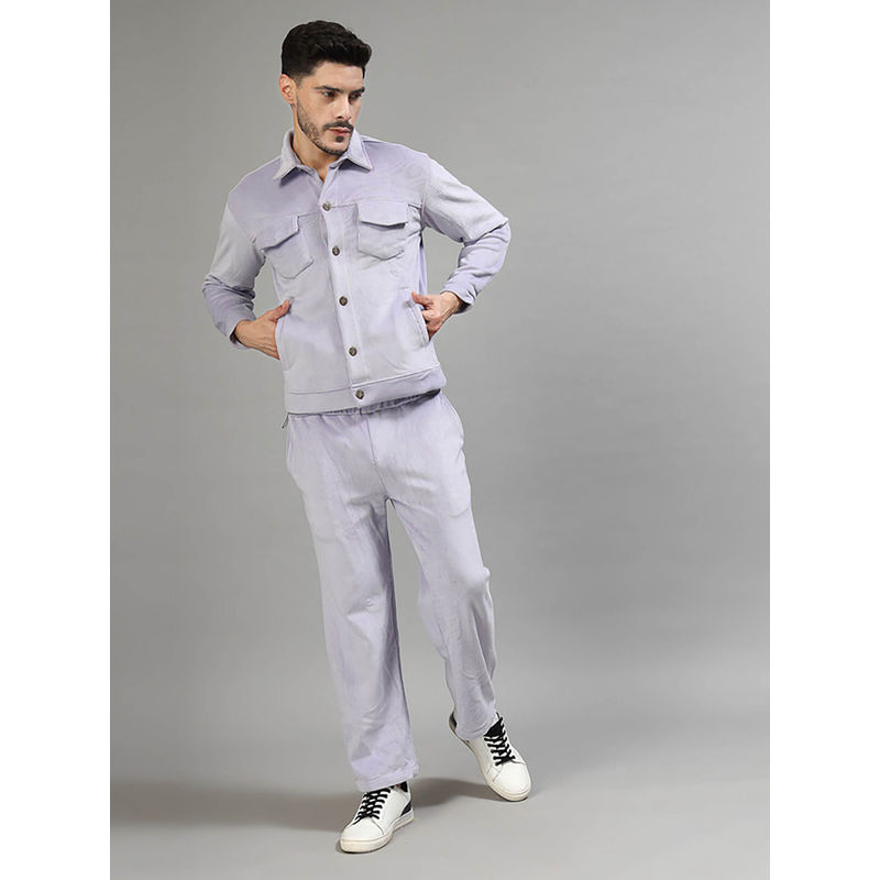NEUDIS Men Lavender Corduroy Co-Ord Set, Button-Down Jacket and Trousers (Set of 2) (XS)