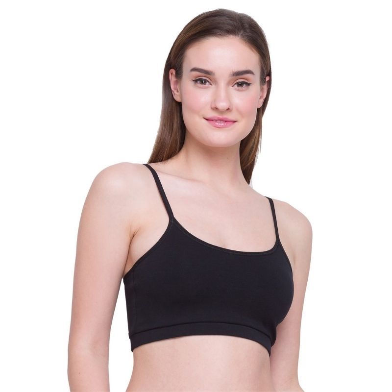 Candyskin Non Padded Non-Wired Solid Cotton Teenager Bra - Black (M)