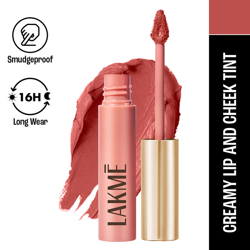 Lakme 9 To 5 Double Duty Lip & Cheek Mousse Matte Lipstick & Soft Blush, Blush Velvet