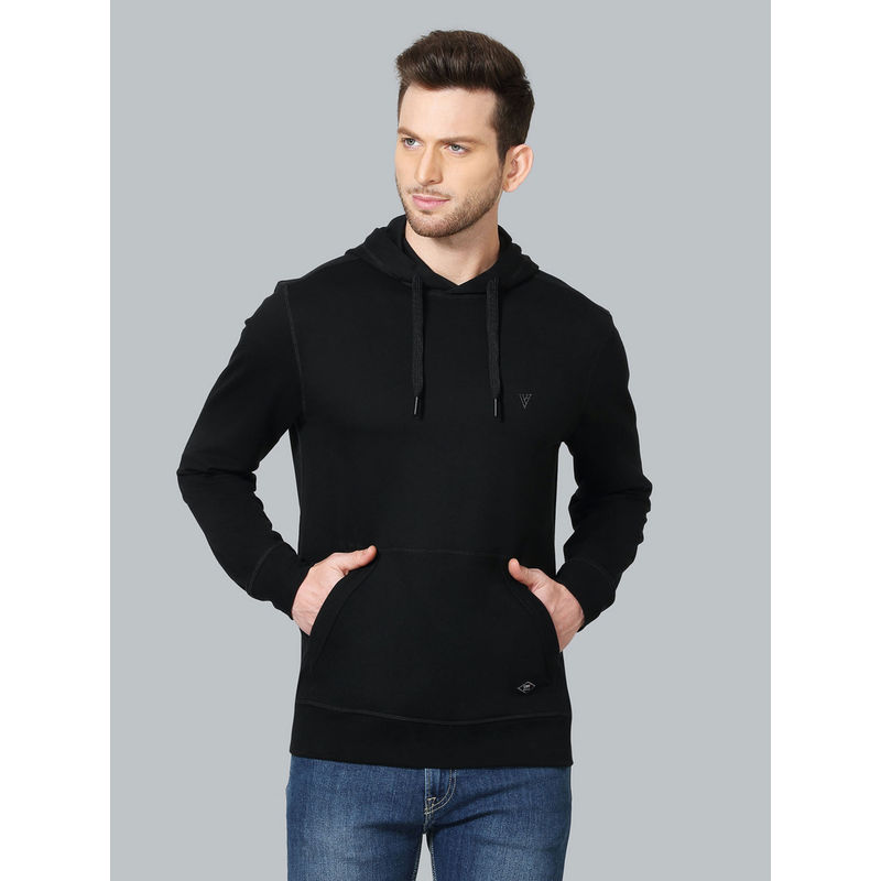 Van Heusen Men Athleisure G99+ Antiviral & Long Sleeve Hoodie - Black