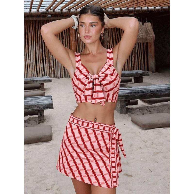 Addery Rose Waves Bra with Panty & Sarong (S)