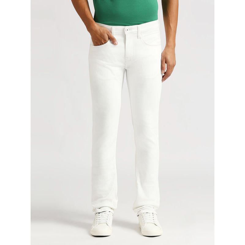 Pepe Jeans Vapour White Mid Rise Slim Fit Powerflex Jeans (32)