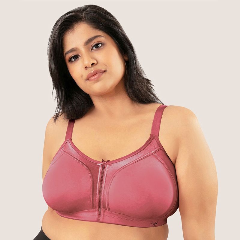 Nykd By Nykaa Everyday Cotton M-Frame Bounce Control Non-Padded Non-Wired Bra NYB101 Rose (32DD)