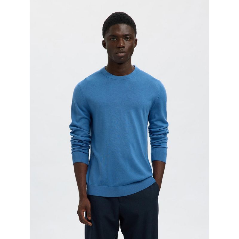 SELECTED HOMME Blue Merino Wool Sweater (XS)