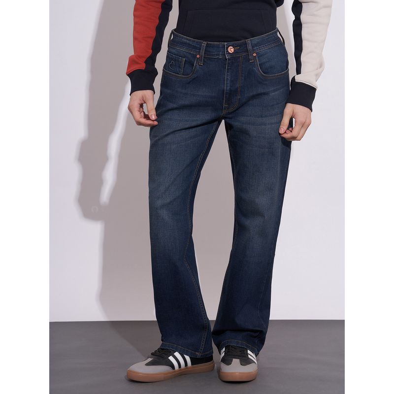 Being Human Men's Mid-Rise Dark Blue Boot Cut Jeans (28)