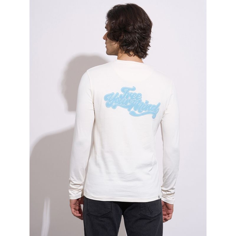 Being Human Men's Off-White Embossed Full Sleeve T-Shirt (XL)
