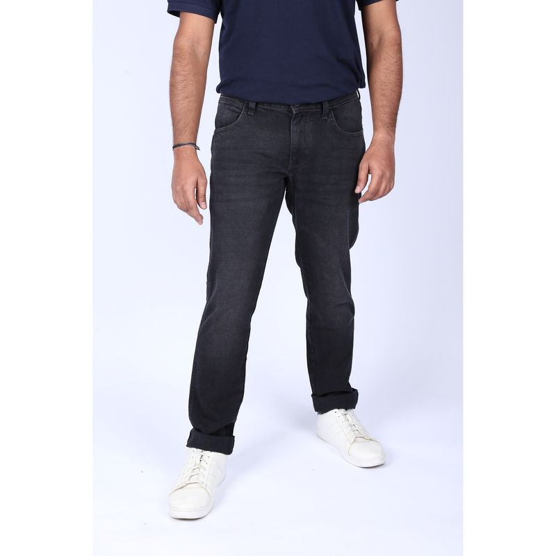 Wrangler Men Black Slim Tapered Fit Jeans (34)