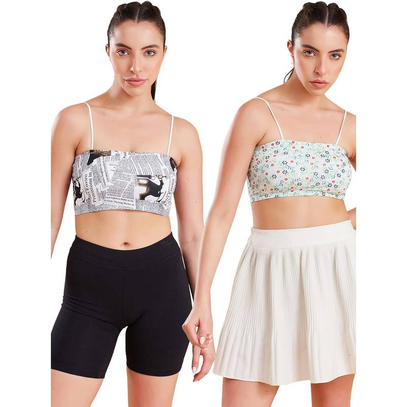 G Heist Printed Lightly Padded Sports Bras for Women (Pack of 2) (XS)