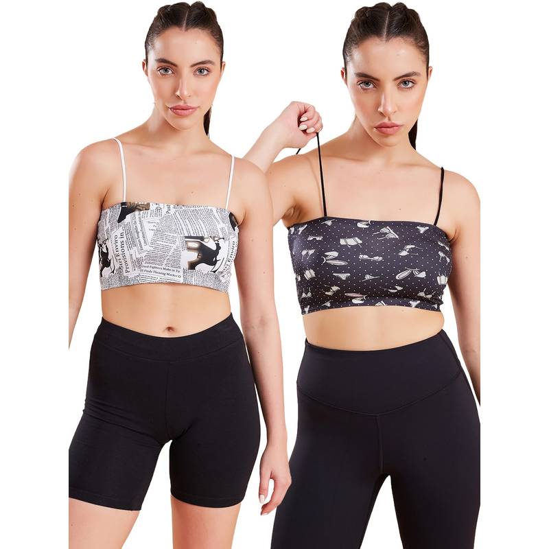 G Heist Printed Lightly Padded Sports Bras for Women (Pack of 2) (XS)