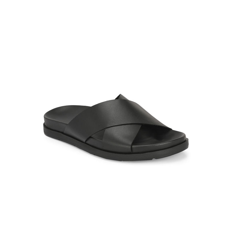 Delize Black Men Leather Sandals (UK 10)