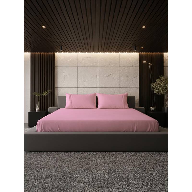 Belihode 500 TC, Pure Cotton Solid Fitted King bedsheet witrh 2 pillow cover (72 x 72 inch)