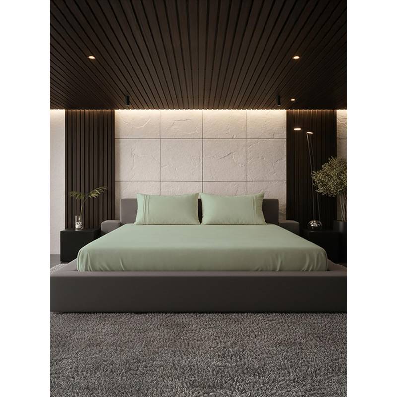 Belihode 500 TC, Pure Cotton Solid Fitted King bedsheet witrh 2 pillow cover (72 x 72 inch)