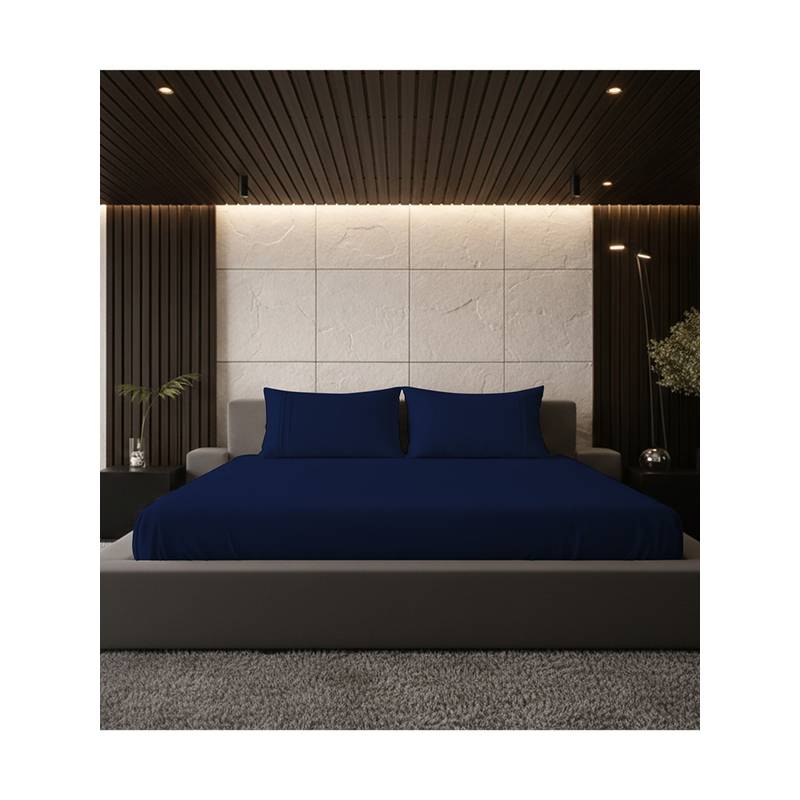 Belihode 500 TC, Pure Cotton Solid Fitted Queen bedsheet witrh 2 pillow cover (72 x 60 inch)