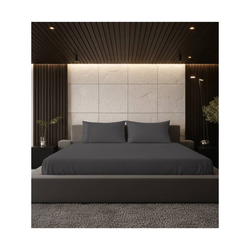 Belihode 500 TC, Pure Cotton Solid Fitted Queen bedsheet witrh 2 pillow cover (72 x 60 inch)