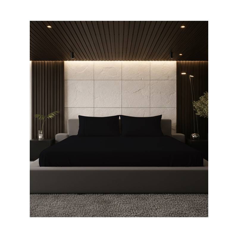 Belihode 500 TC, Pure Cotton Solid Fitted Queen bedsheet witrh 2 pillow cover (72 x 60 inch)