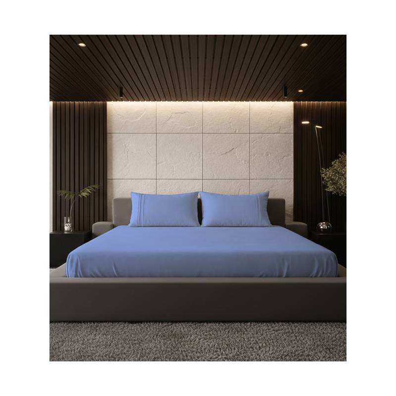 Belihode 500 TC, Pure Cotton Solid Fitted Queen bedsheet witrh 2 pillow cover (72 x 60 inch)