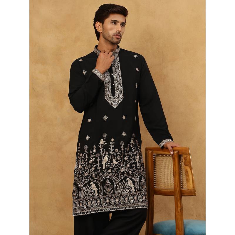 Jompers Men Black Luxury Japanese Imported Kurta (S)