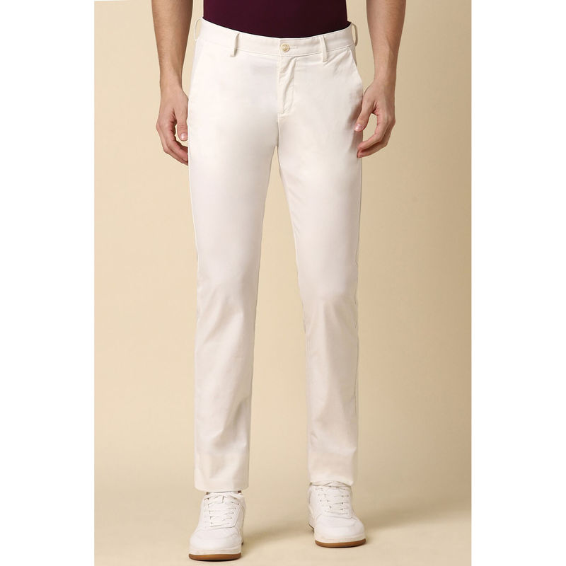 Allen Solly Men White Slim Fit Solid Casual Trousers (34)