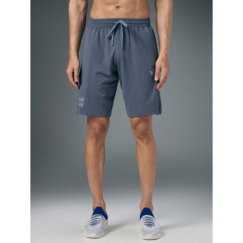 Technosport Men Solid Relaxed Fit Sports Shorts With Elastolite - Blue (M)