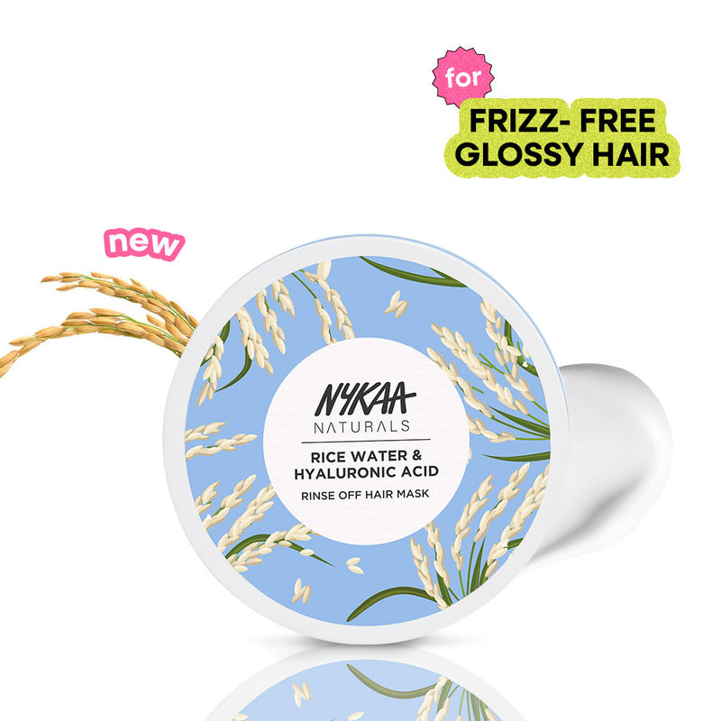 Nykaa Naturals Rice Water & Hyaluronic Acid Hair Mask for Frizz Control & Smooth, Shiny Hair