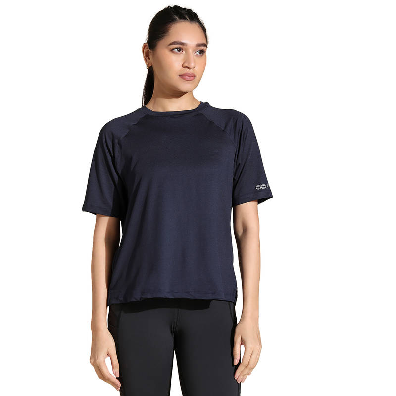 Silvertraq Women Navy Blue Traqfit Raglan T-Shirt (XS)