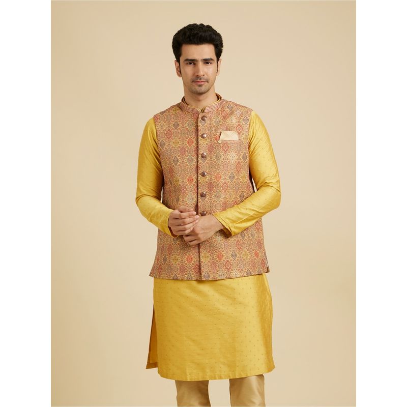 Manyavar Fawn Brocade Embroidery Jackets for Men (M)