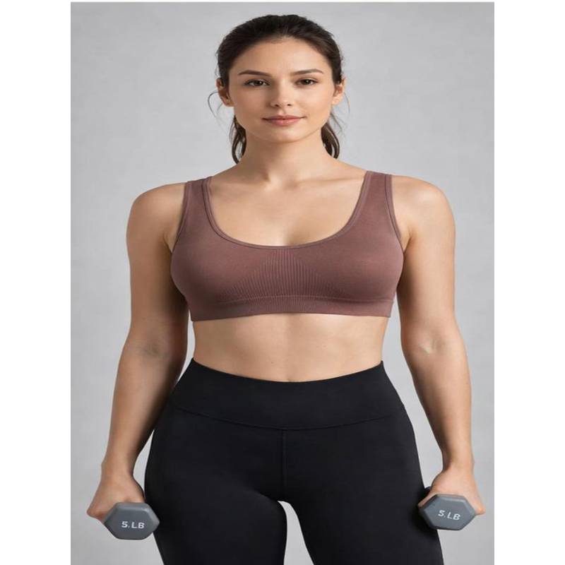 Mod & Shy Women Brown Solid Sports Bra (30B)