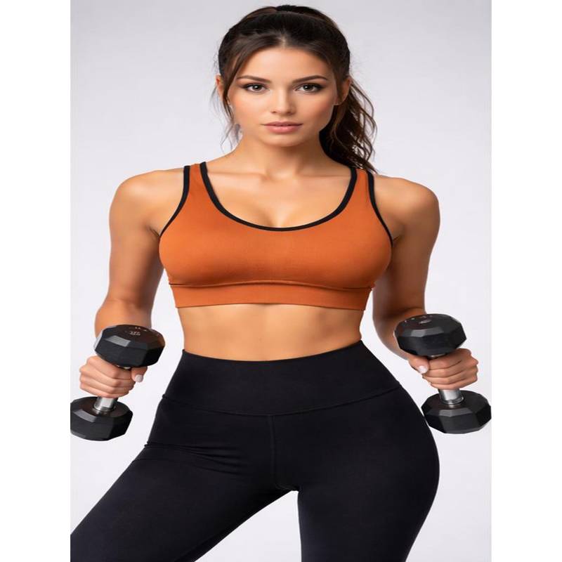 Mod & Shy Women Rust Lightly Padded Sports Bra (32B)
