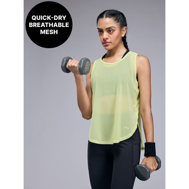 Kica Quick Dry Sporty Mesh Tank Top - KIC001 Neon Yellow (XL)