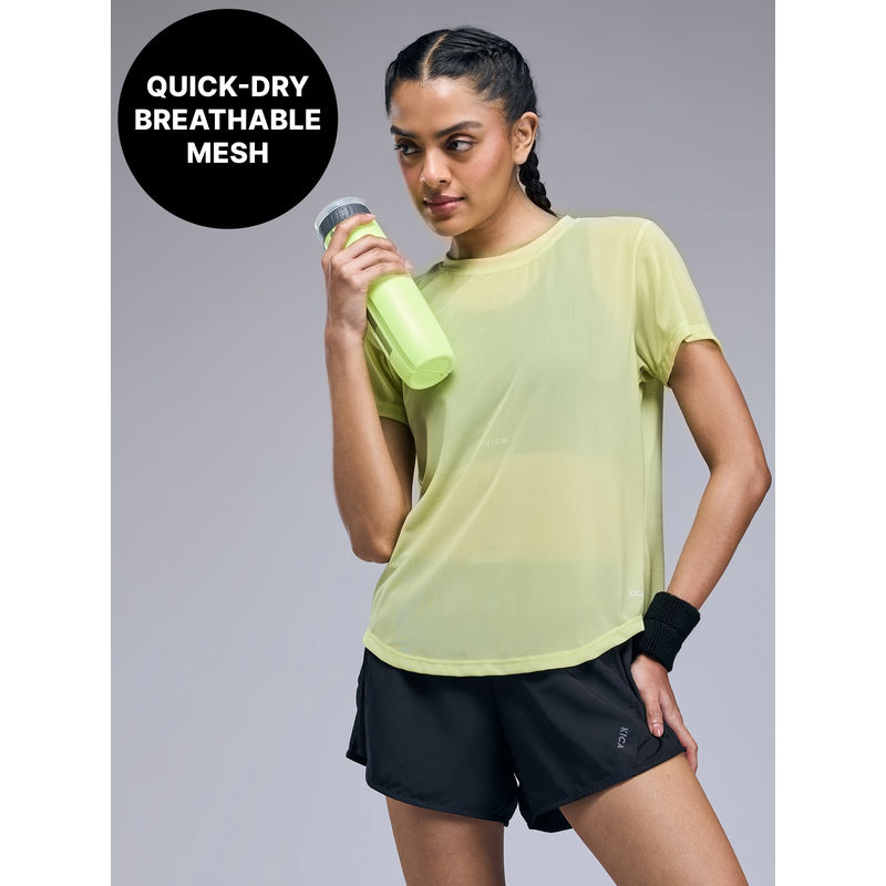 Kica Quick Dry Mesh Sporty Top - KIC003 Neon Yellow (2XL)