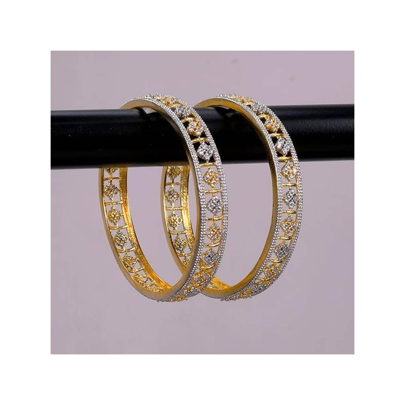 ZEVARLY Womens Crafted Sparkling CZ Stones AD Designer Bangles (2.4)