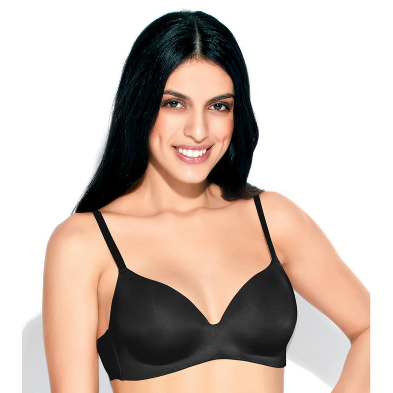 Enamor F084 Seamless Ultra Smoothening With Invisible Edges T-Shirt Bra - Padded Wirefree - Black