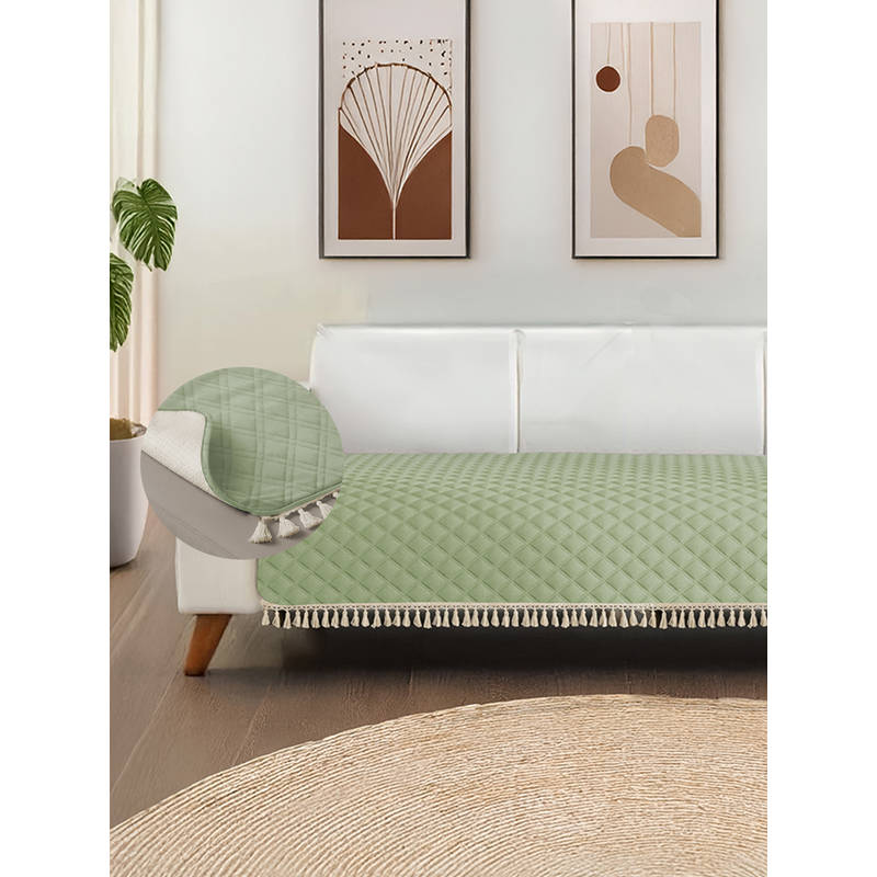 Urban Space Sage Green Quilted Microfibre Sofa Cover (1 Seater)