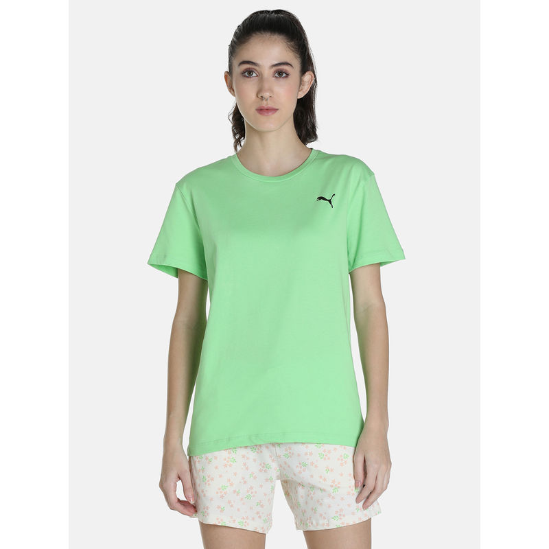 Puma Women Green T-Shirt with Shorts (Set of 2) (S)