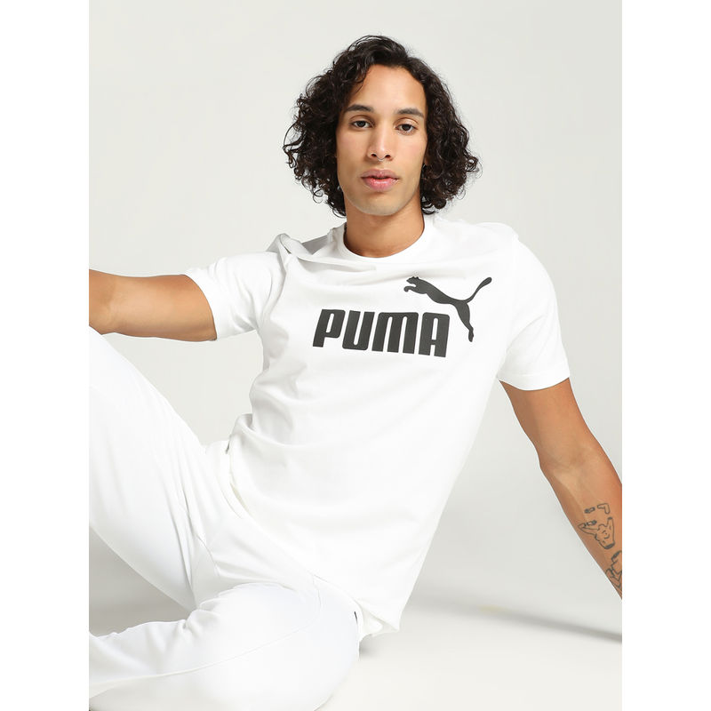 Puma Essentials Logo Men White T-Shirt (XS)