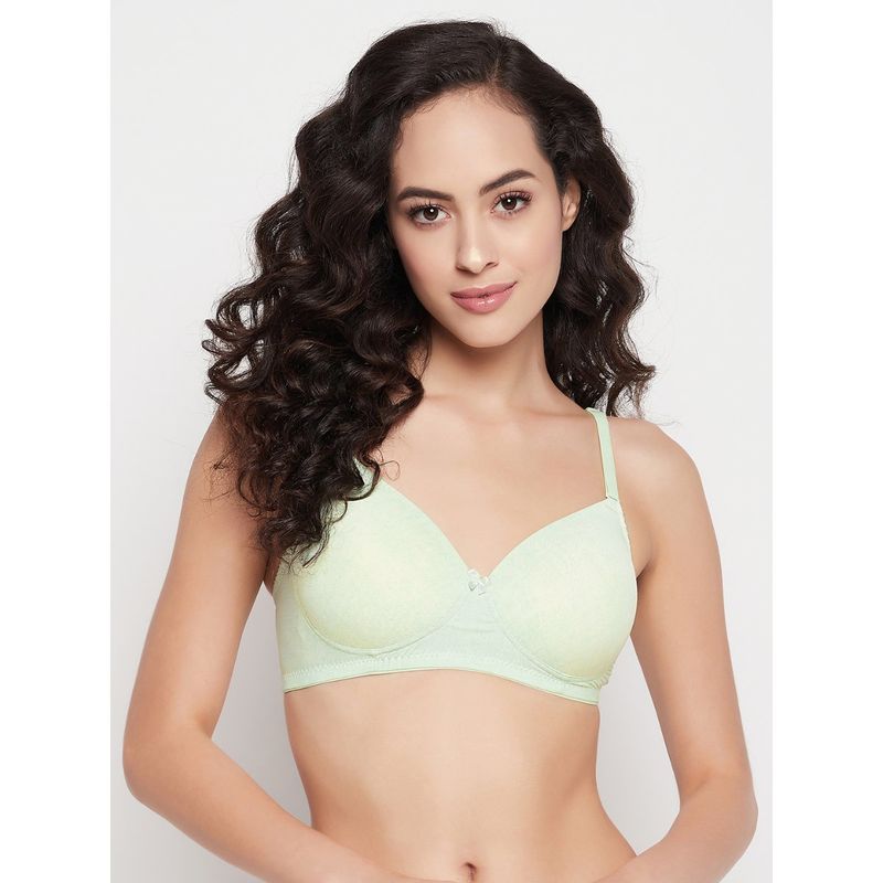Clovia Polyamide Solid Padded Full Cup Wire Free T-shirt Bra - Green (40B)