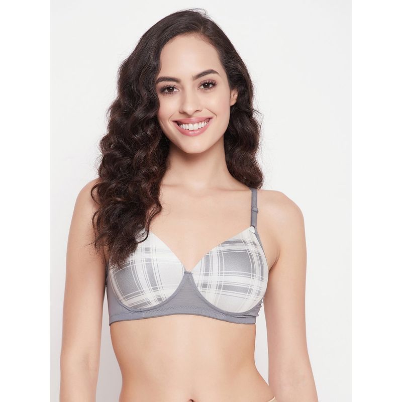 Clovia Polyamide Padded Full Cup Wire Free T-shirt Bra - Grey (40B)