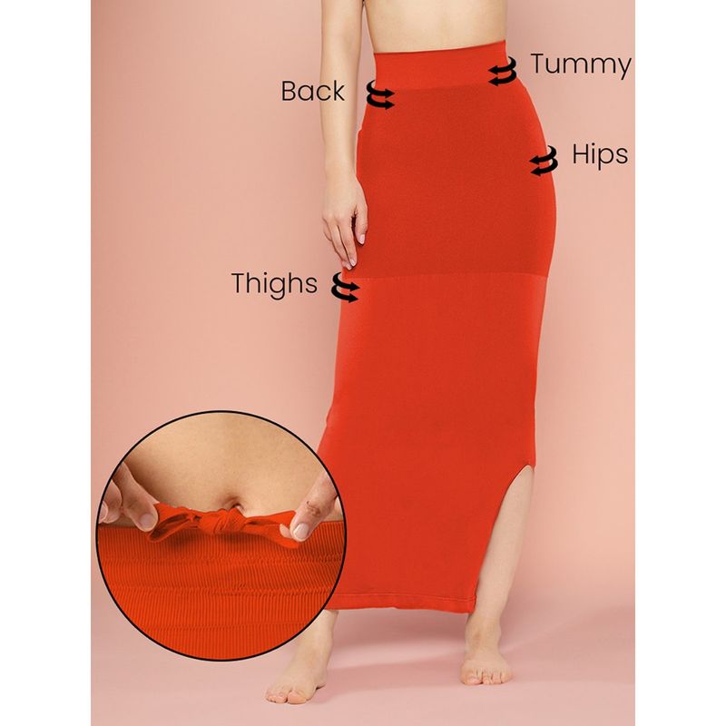 Clovia Saree Shapewear Petticoat with Side Slit in Red (M)