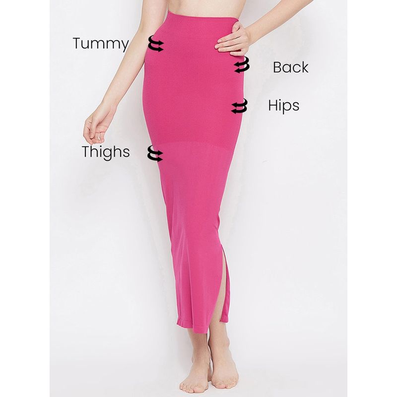 Clovia Saree Shapewear Petticoat with Side Slit in Pink (M)