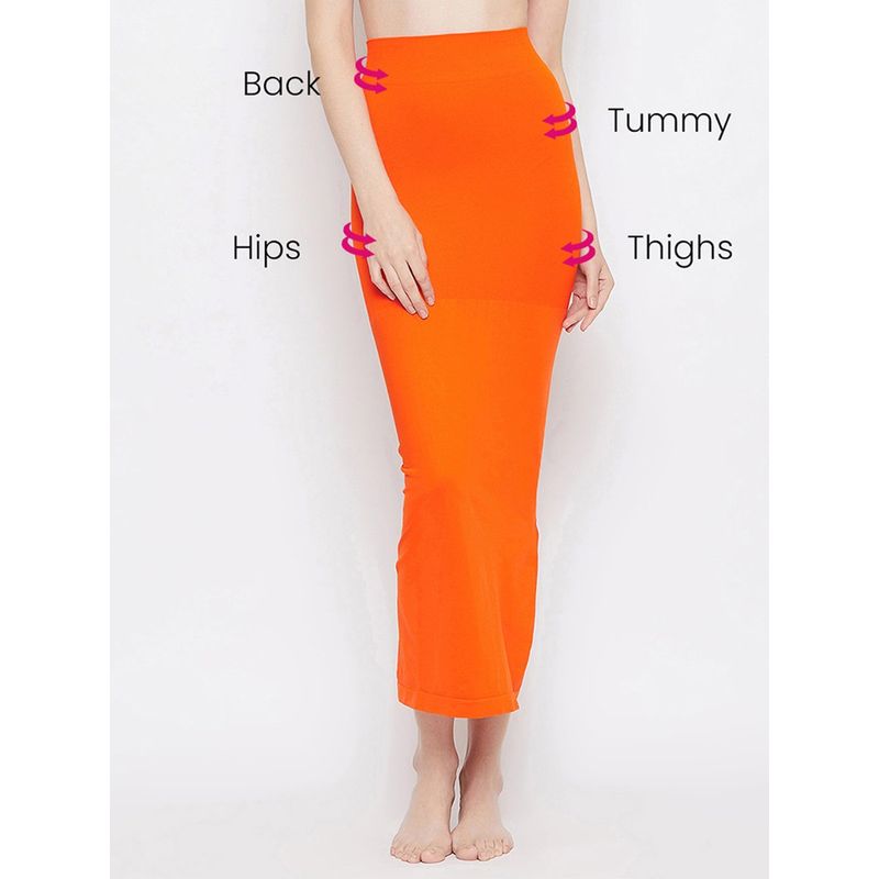 Clovia Saree Shapewear Petticoat with Side Slit in Orange (L)