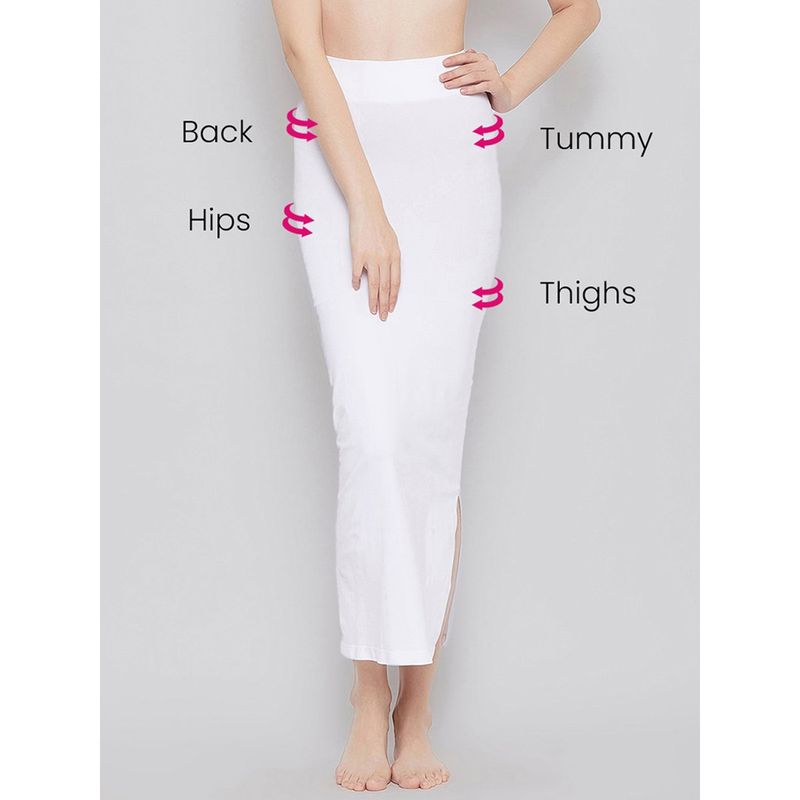 Clovia Saree Shapewear Petticoat with Side Slit in White (S)