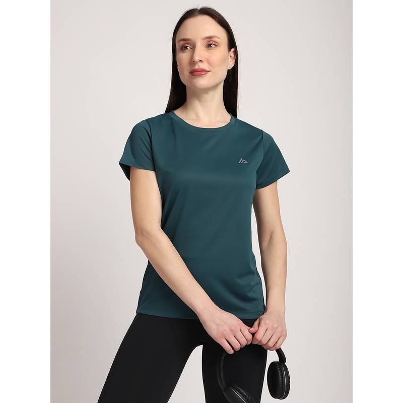 R&B Olive Solid Plain Regular Women T-Shirt (8)