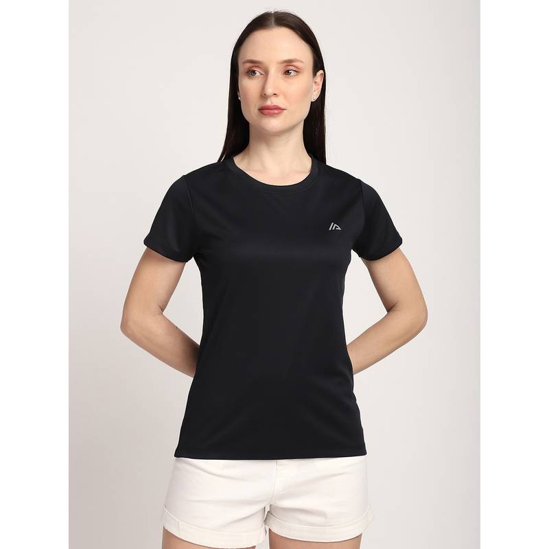 R&B Black Solid Plain Regular Women T-Shirt (8)