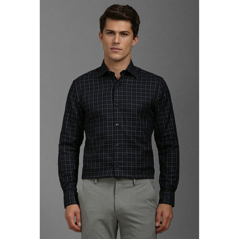 Louis Philippe Men Black Classic Fit Check Full Sleeves Formal Shirt (40)